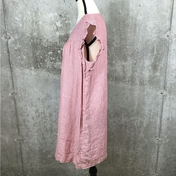 Cynthia Rowley Womens Striped Linen Mini Dress SZ M Pocket Ruffle Flutter Garden - Picture 4 of 13